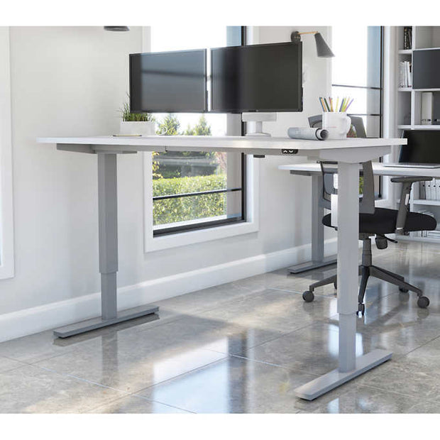 Bestar Upstand 76.2 cm × 152.4 cm (30 in. × 60 in.) Height-adjustable Desk with Dual Monitor Arm