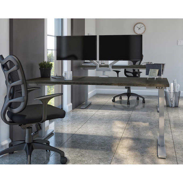 Bestar Upstand 76.2 cm × 152.4 cm (30 in. × 60 in.) Height-adjustable Desk with Dual Monitor Arm