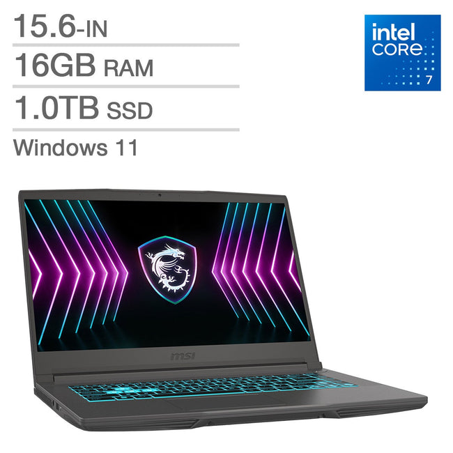 MSI Thin 15 B2R 15.6-in Gaming Laptop, Intel Core 7 240H - 16GB RAM, 1TB SSD, 6GB NVIDIA GeForce RTX 4050