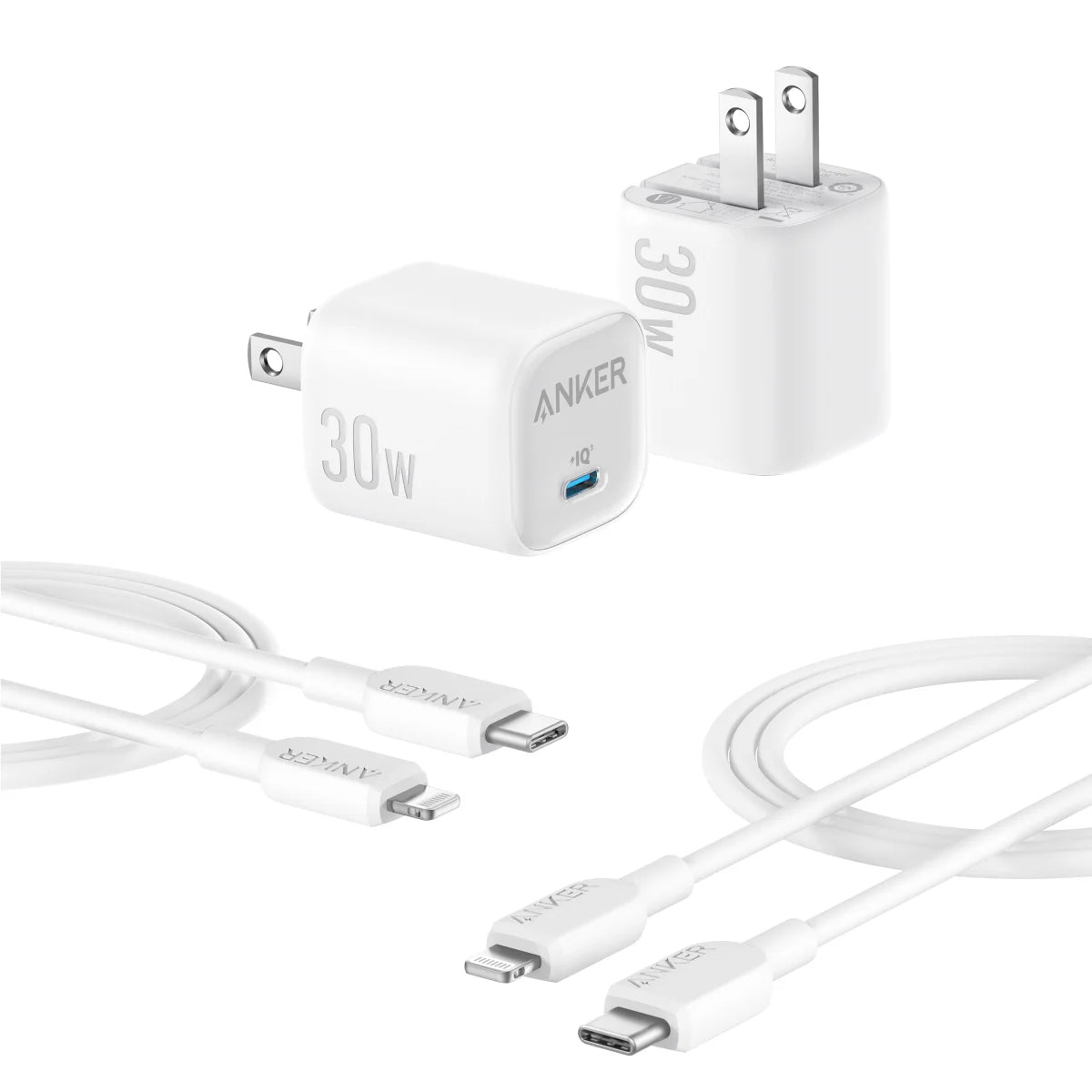 Anker 30W Charger with USB-C to Lightning Cable, 2-pack