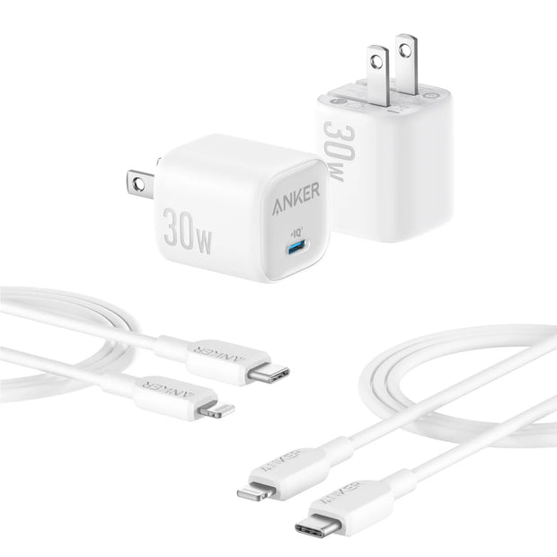 Anker 30W Charger with USB-C to Lightning Cable, 2-pack