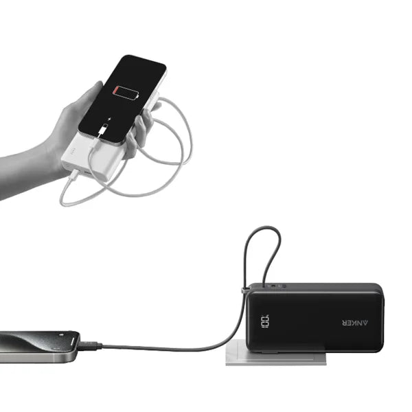 Anker 10K Wireless Portable Charger with Built-In USB-C Cable