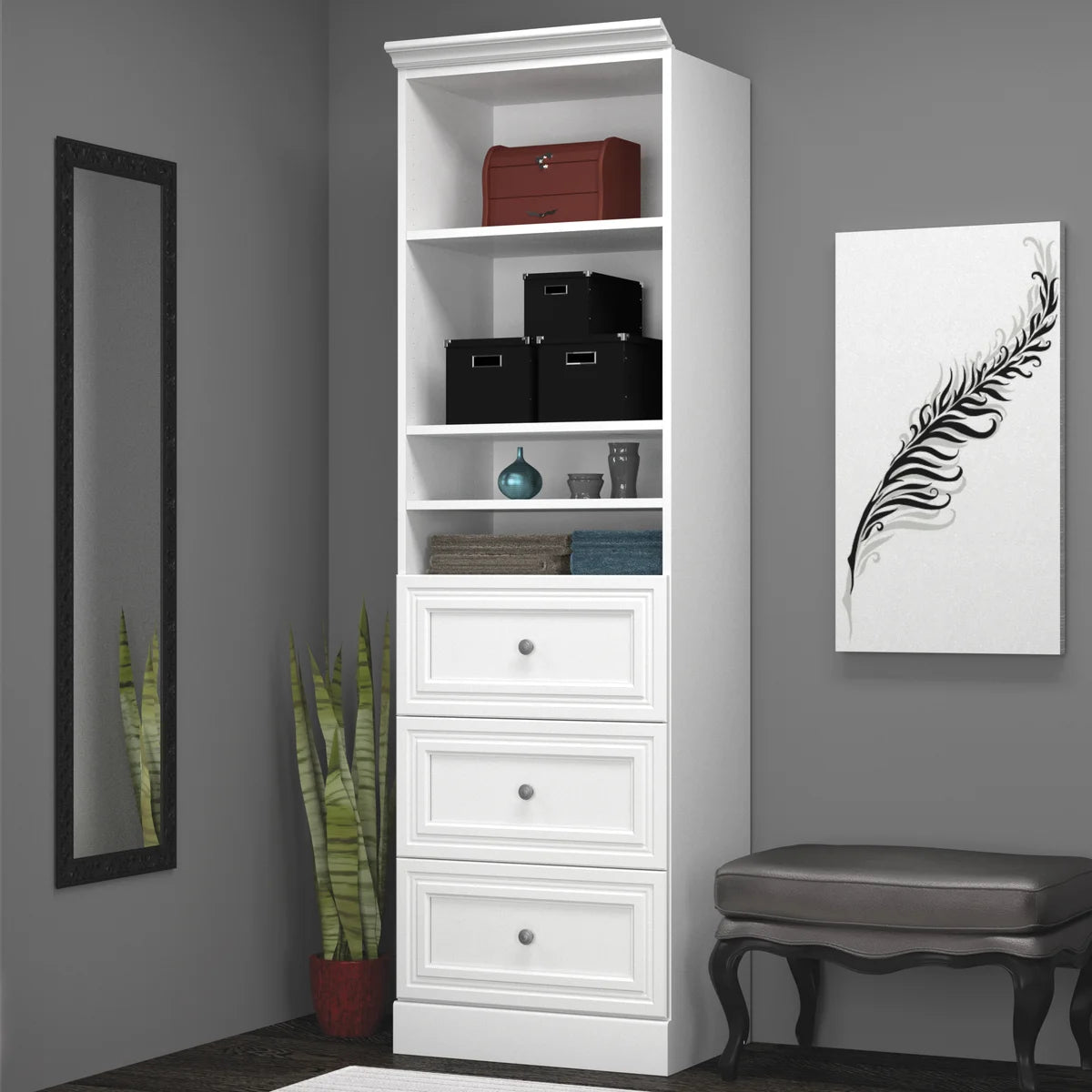 Bestar Organize It White Storage with Drawers