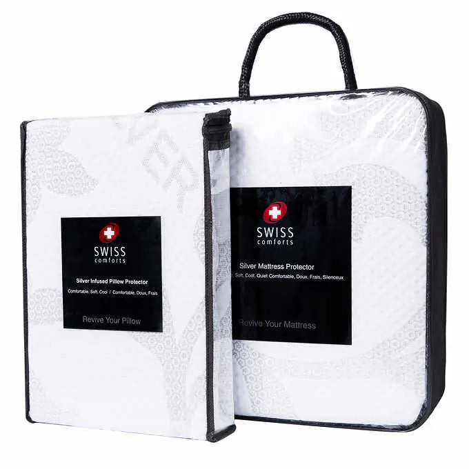 Swiss Comforts Waterproof Silver Mattress & Pillow Protector Set