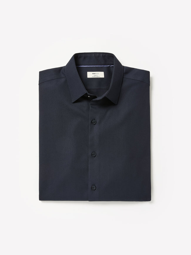 Slim Fit Knit-Like Solid Dress Shirt