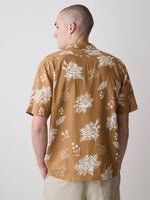 Linen-Blend Short-Sleeve Shirt with Print