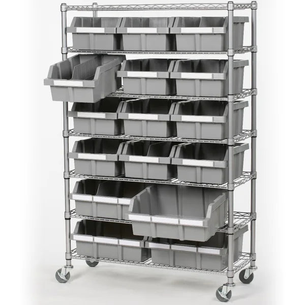 Vancouver Classics 7-Tier Steel Wire 16 Bin Rack Storage Shelving