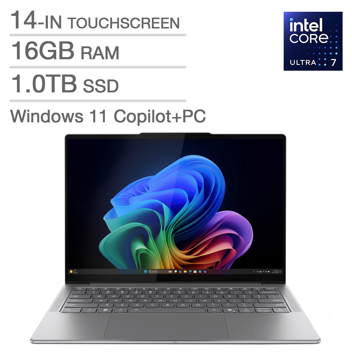 Lenovo Slim 7i Copilot+ PC 14-in Touchscreen OLED Laptop, Intel Core Ultra 7 256V - 16GB RAM, 1TB SSD