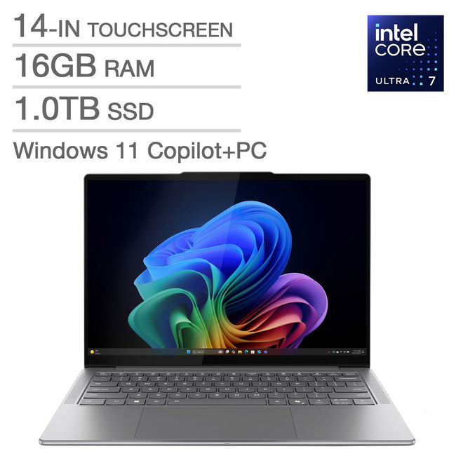 Lenovo Slim 7i Copilot+ PC 14-in Touchscreen OLED Laptop, Intel Core Ultra 7 256V - 16GB RAM, 1TB SSD