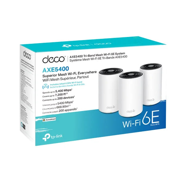 TP-LINK DECO XE75 AXE5400 Tri-Band Mesh Wi-Fi 6E System – 3-pack