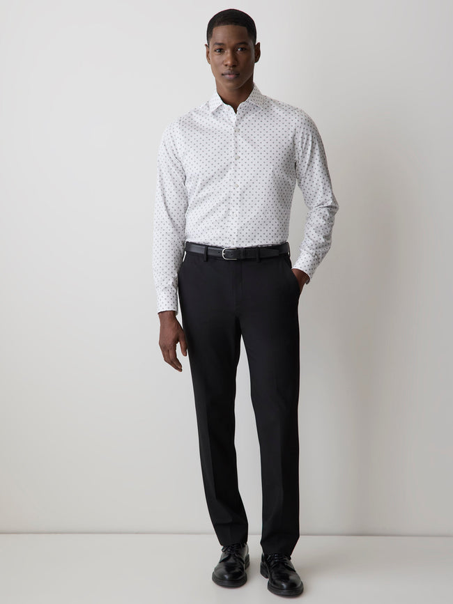 Slim-Fit Dress Shirt with Floral Dotted Pattern