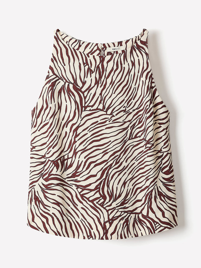 Sleeveless Crew-Neck Blouse