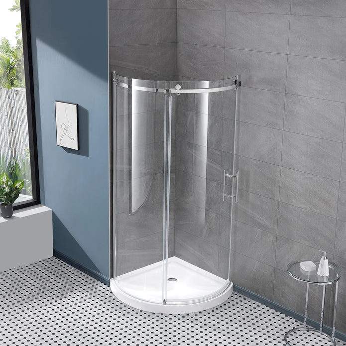 OVE Decors Aria Round Corner Shower Enclosure with Base
