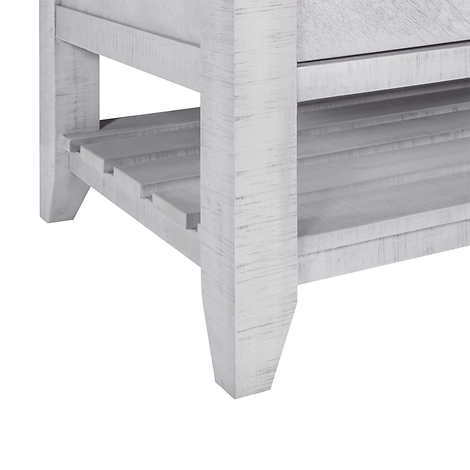 Northridge Home Chevron Single Vanity With Carrara Quartz Countertop, 36 in.