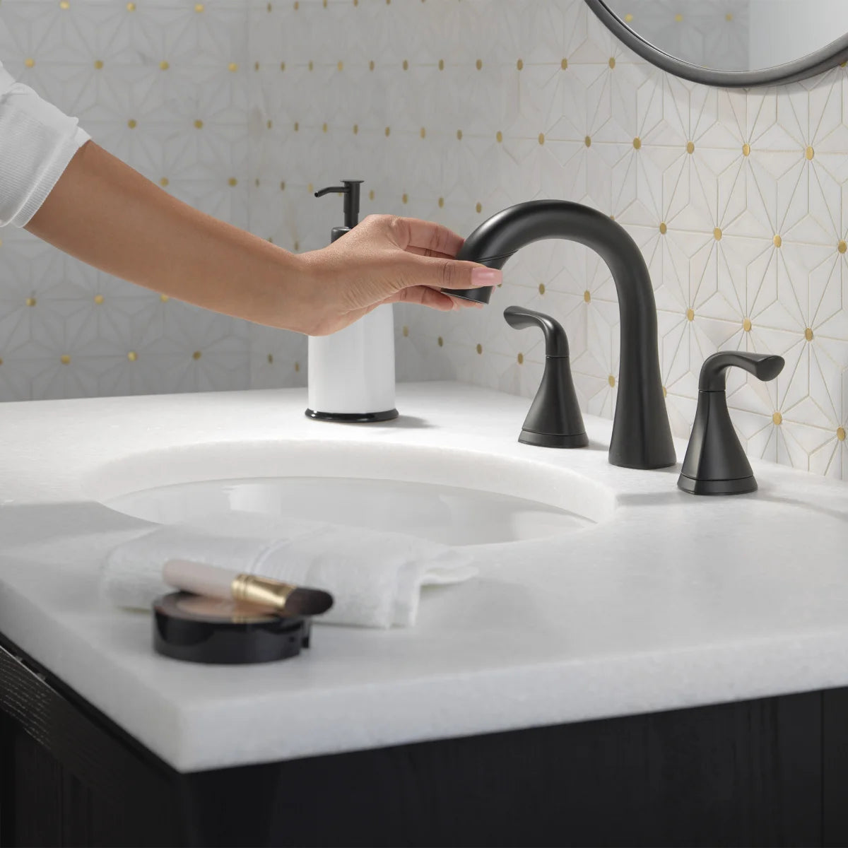 Delta Lampard Two Handle Pull-down Bathroom Faucet