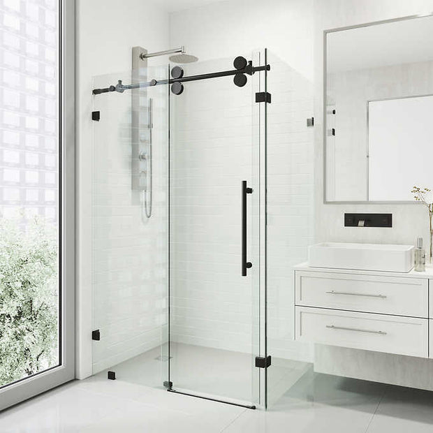 VIGO Winslow Frameless Sliding Rectangle Shower Enclosure, 34 in. L × 46 in. W × 74 in. H