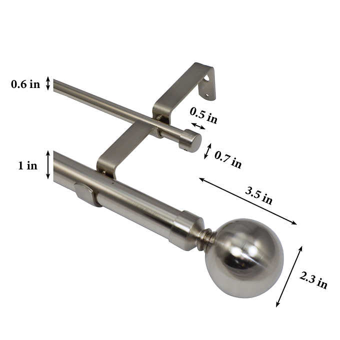 Versailles Imperial Ball Finial Double Curtain Rod Set