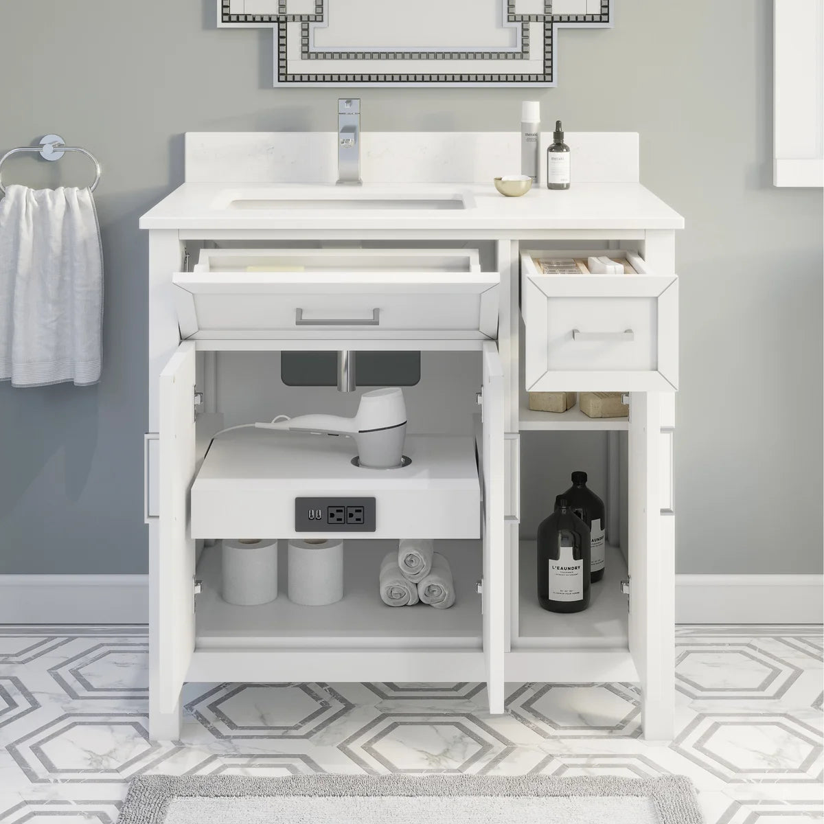 Studio Bathe Thomson Vanity with Power Bar, White