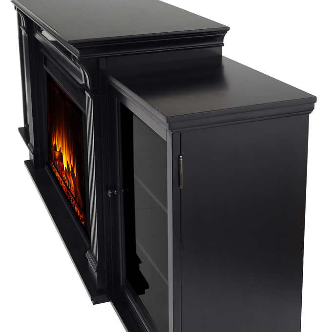 Real Flame Tracey Grand 84 in. Black Media Console Fireplace