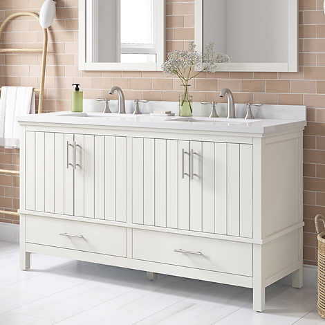 OVE Decors Arno 60 in. Double Vanity with White Quartz Top