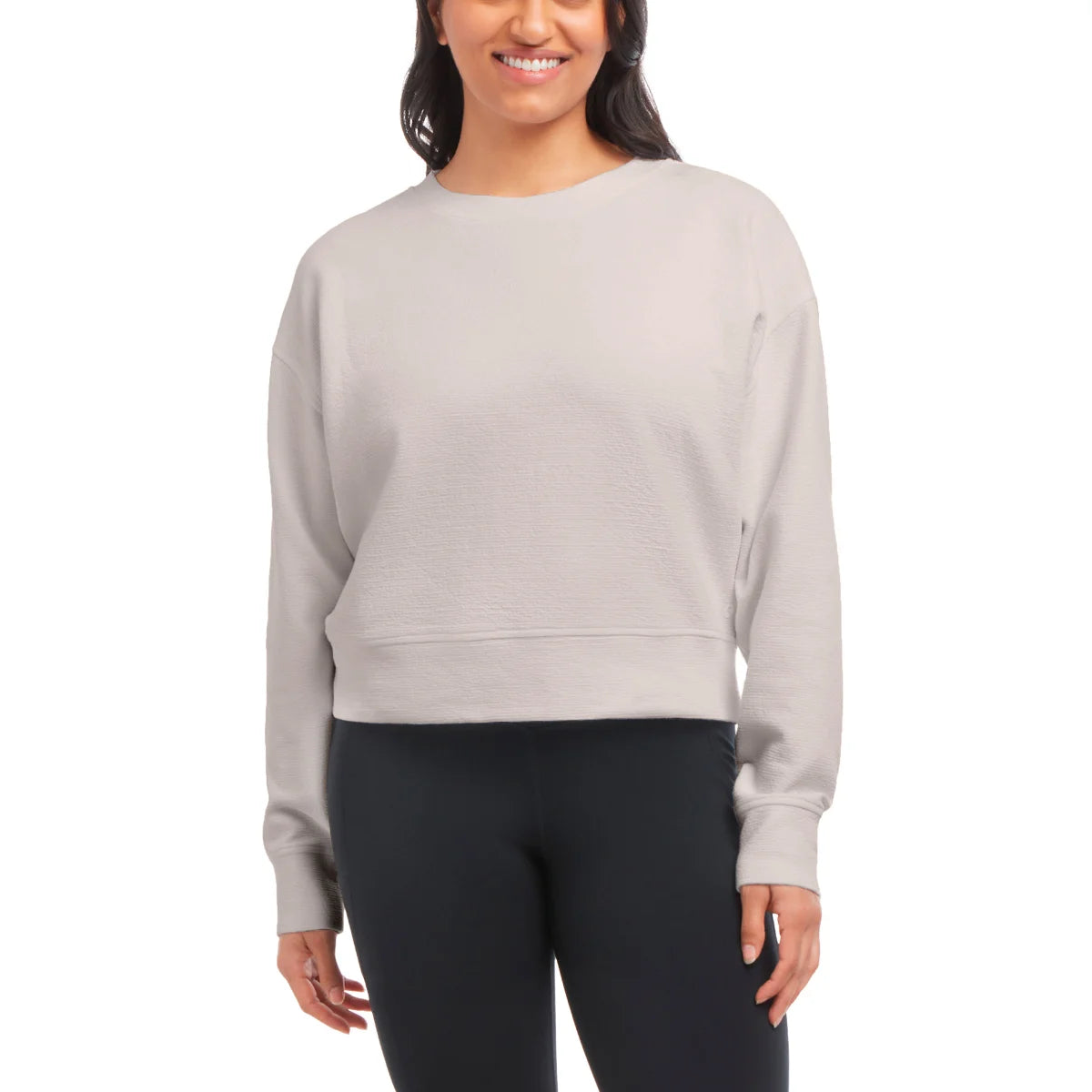 Danskin Women's Wave Jacquard Long Sleeve Crew