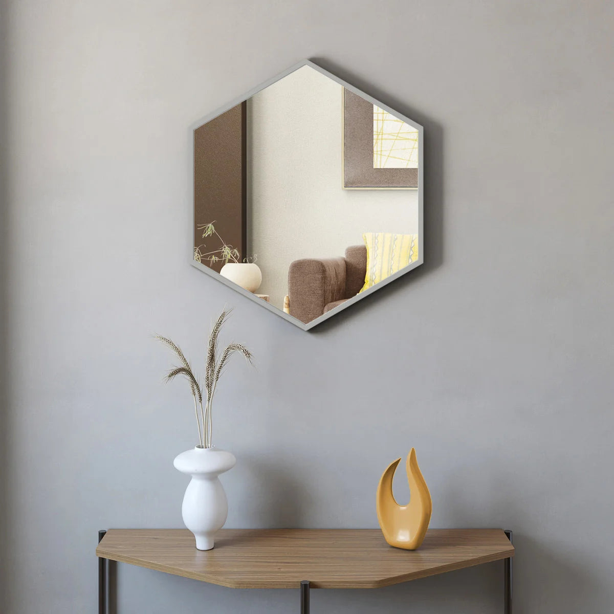 Appollo Petra 71 cm (28 in.) Hexagonal Metal Framed Mirror