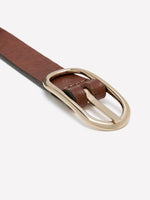 Thin Leather Belt with Oval Buckle