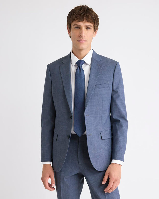 Slim-Fit Wool Check Suit Blazer