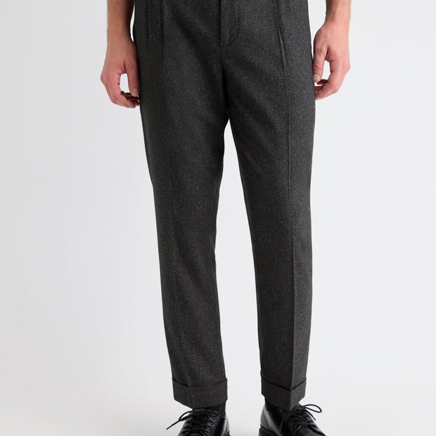 Tweed-Effect Tapered-Leg Pant
