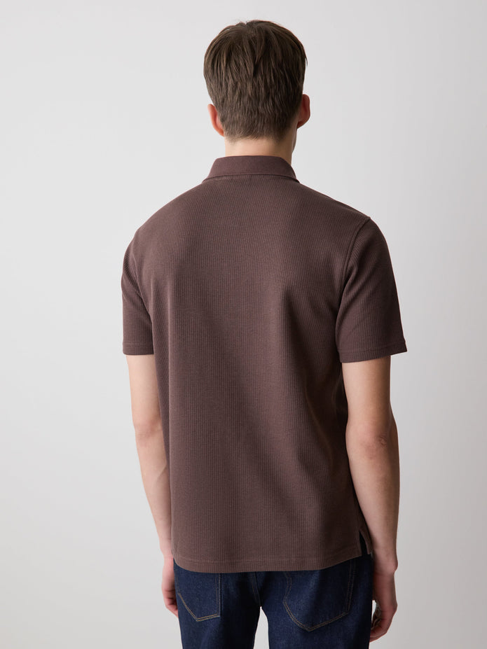 Short-Sleeve Ribbed Half-Zip Polo