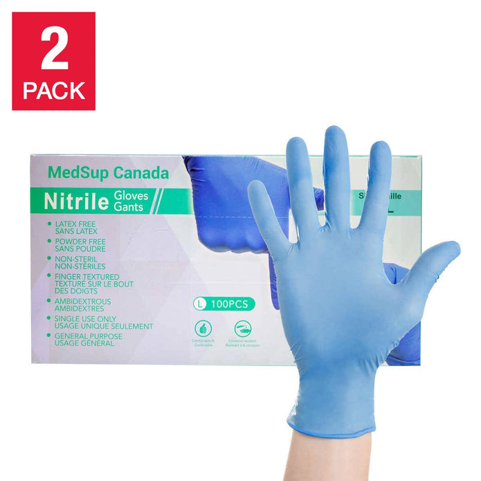 Medsup Nitrile Gloves, 2-pack, 100 count, Small - Extra Large