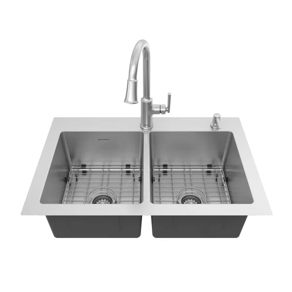 American Standard Raviv 32-Inch Stainless Steel Kitchen Sink With Pull-down Faucet