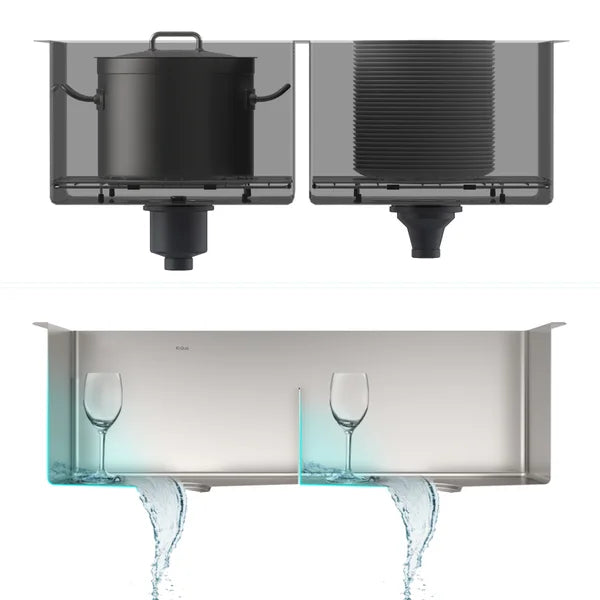 KRAUS Undermount Double Bowl Stainless Steel Sink, 33 in.