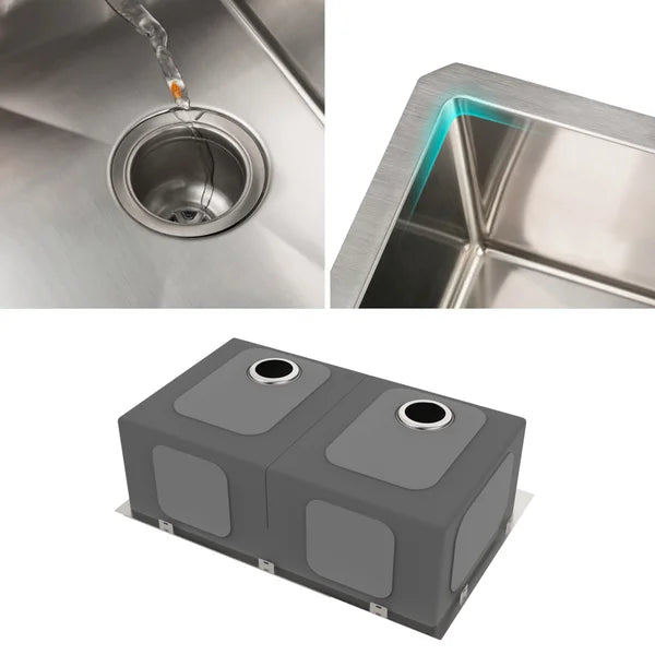 KRAUS Undermount Double Bowl Stainless Steel Sink, 33 in.