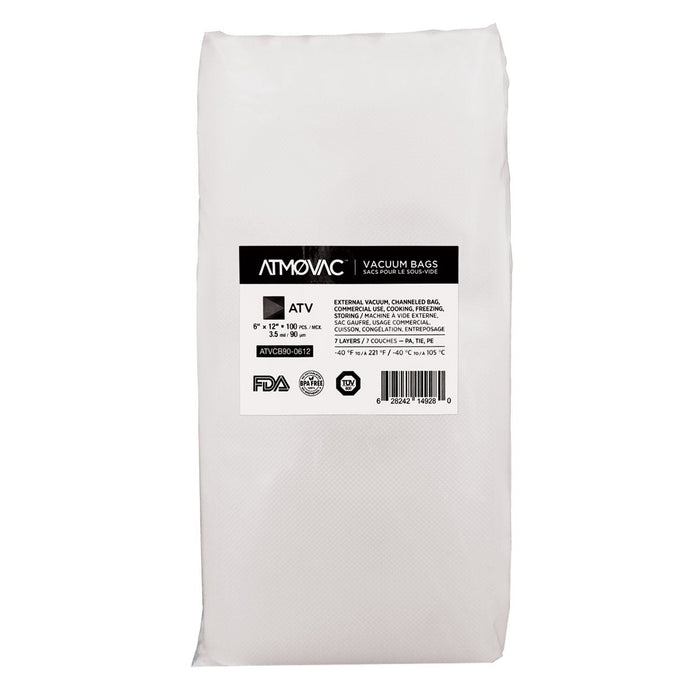 ATMOVAC ATV Series Channeled Bags for Vacuum Sealer 15.24 cm x 30.48 cm (6 in. x 12 in.), Pack of 100