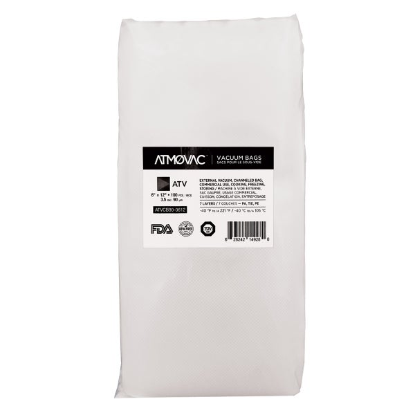 ATMOVAC ATV Series Channeled Bags for Vacuum Sealer 15.24 cm x 30.48 cm (6 in. x 12 in.), Pack of 100