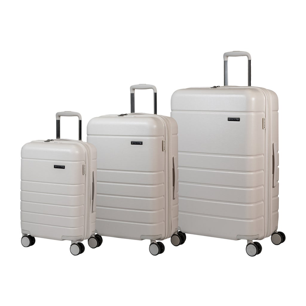 Champs Linen 3-piece Expandable Hardside Luggage Set - Ivory