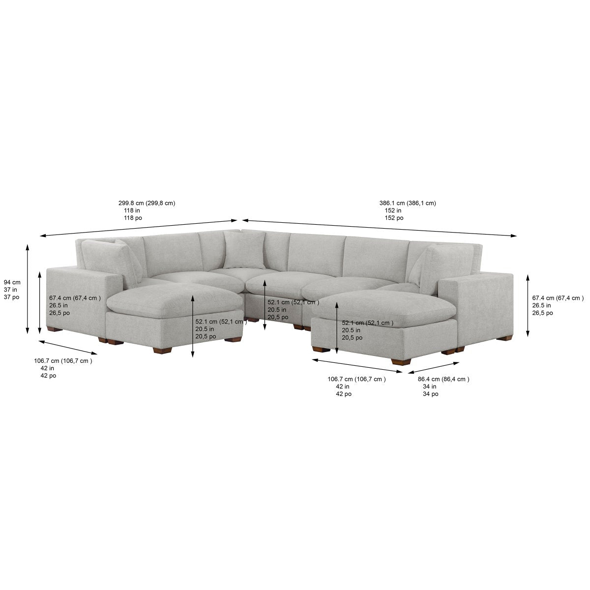 Thomasville Lowell 8-piece Fabric Modular Sectional