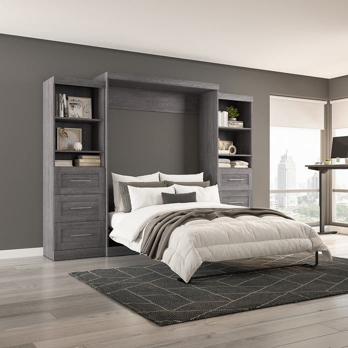 Bestar Boutique Queen Wall Bed 3-piece Set with Drawers and Shelving