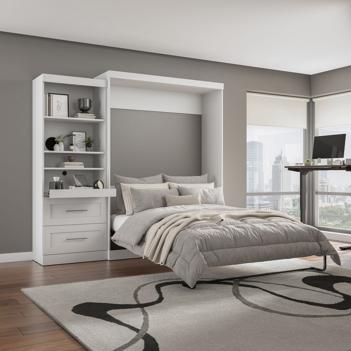 Bestar Boutique Queen Wall Bed 2-piece Set with Pull-out Shelf