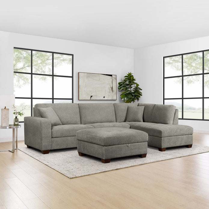Thomasville Miles Right-hand Facing 3-piece Fabric Sectional with Storage Ottoman