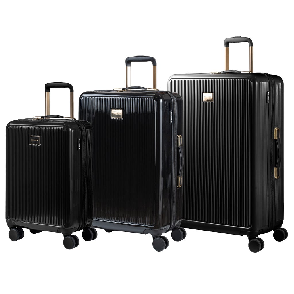 Champs Luxe 3-piece Expandable Hardside Luggage Set - Black