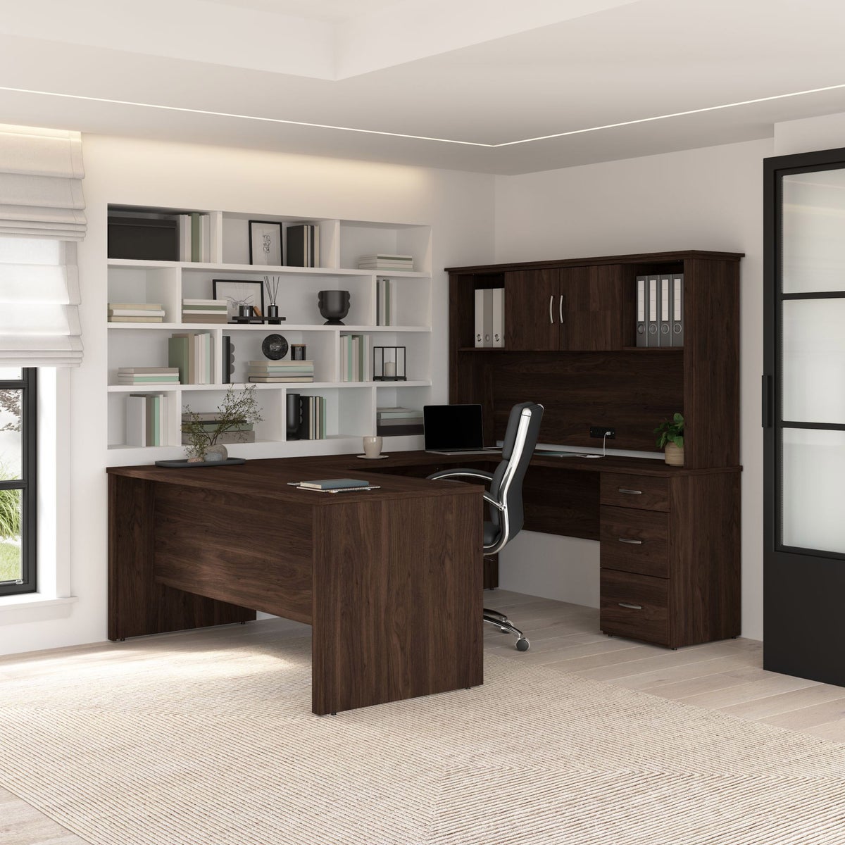 Bestar - Gosford U-Shaped Desk with Hutch