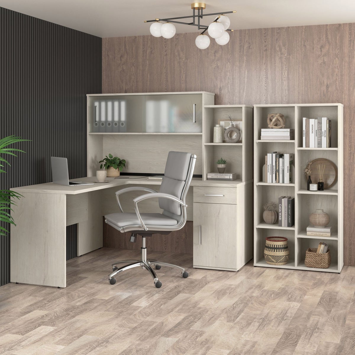 Orford L- Shaped Desk with Hutch and Bookcase