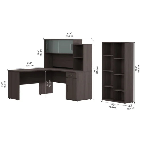 Orford L- Shaped Desk with Hutch and Bookcase