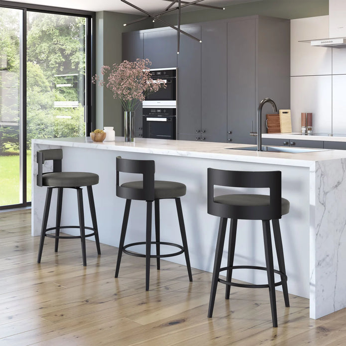 Amisco Paramount Swivel Counter Stool with Black Base