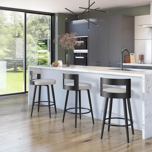 Amisco Paramount Swivel Counter Stool with Black Base