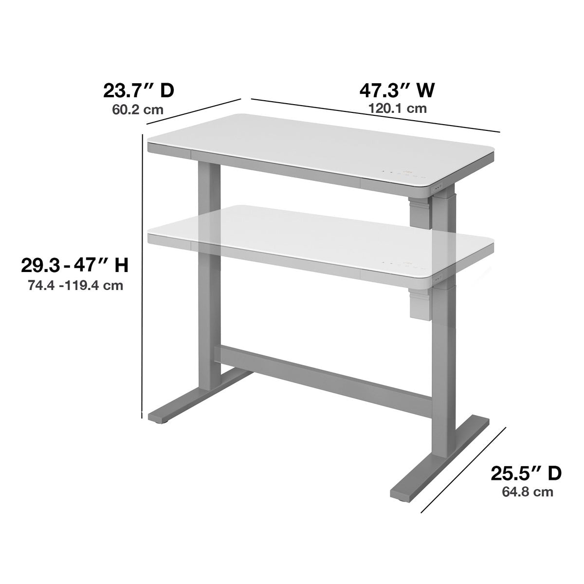 Tresanti Geller Adjustable Height 120.1 cm x 65 cm (47.3 in. x 25.6 in.) Desk