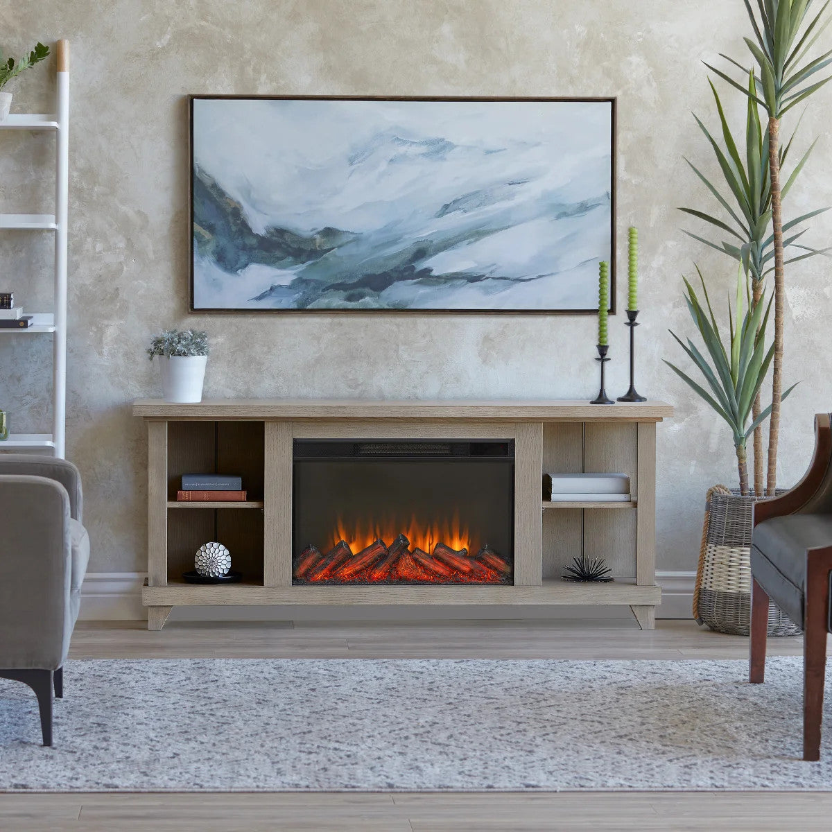 Real Flame Penrose 147.3 cm (58 in.) Slim Media Console Fireplace