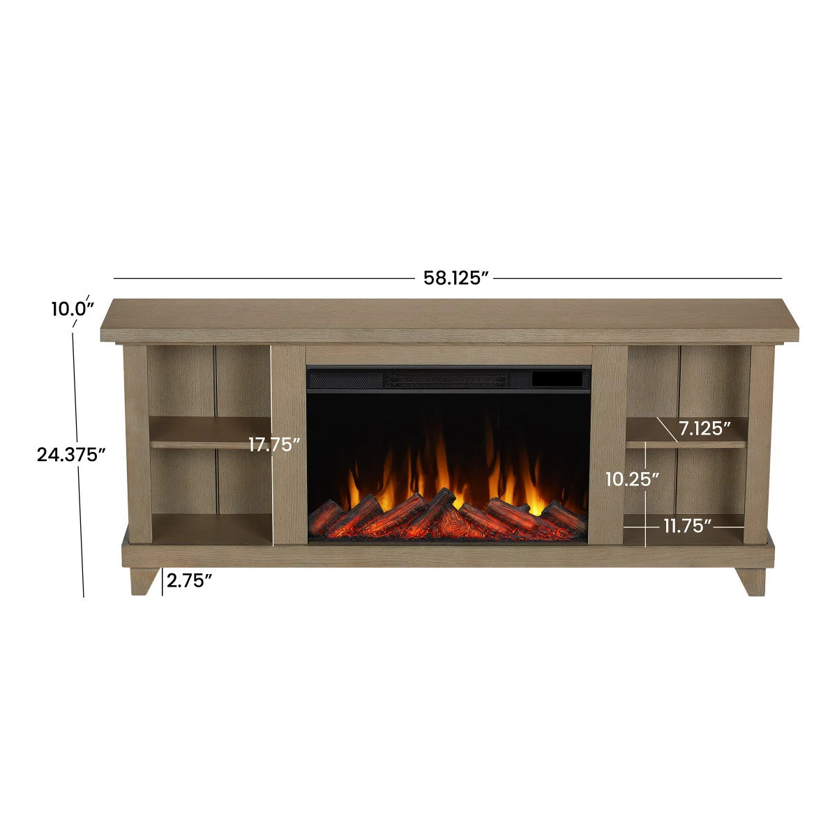 Real Flame Penrose 147.3 cm (58 in.) Slim Media Console Fireplace